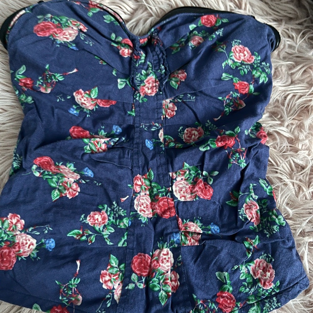 Tube top flower & plain color